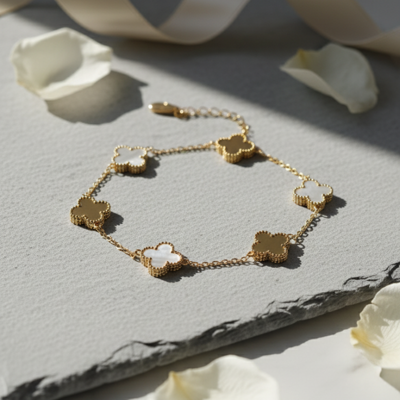 18k Gold Plated On Stainless Steel Sounded Shell Chain Bracelet