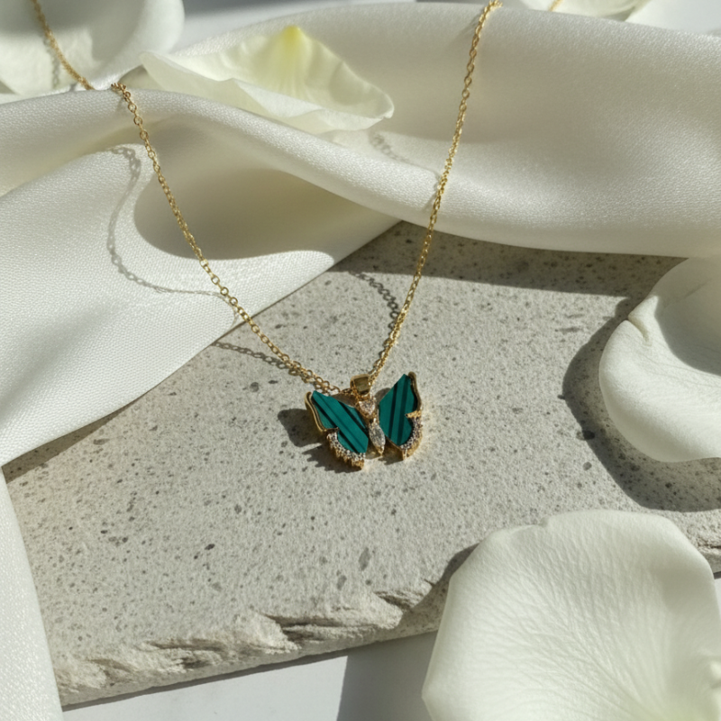 Butterfly With Stone Pendants Anti Tarnished