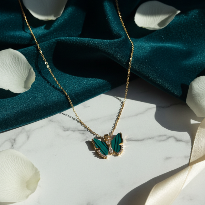Butterfly With Stone Pendants Anti Tarnished