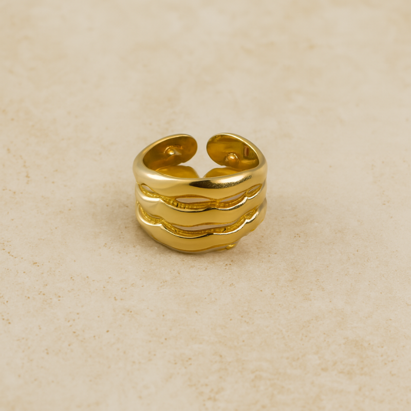 Premium 18k Heavy Fold Plated Adjustable Ring