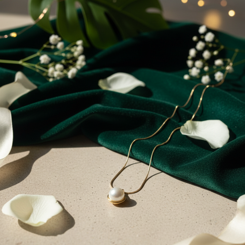 Single Pearl Gold Pendants Anti Tarnished