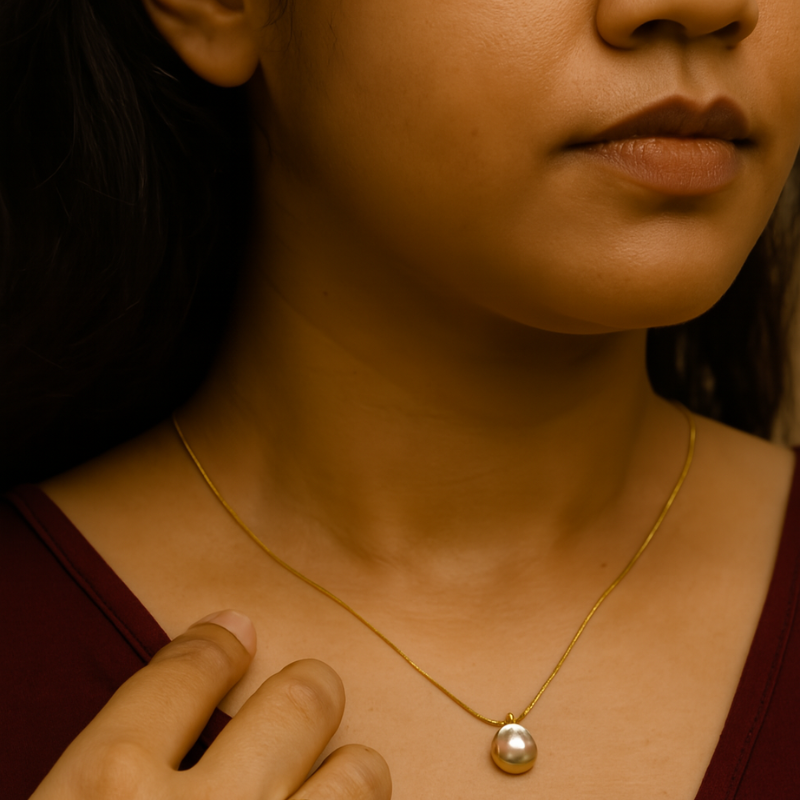 Single Pearl Gold Pendants Anti Tarnished