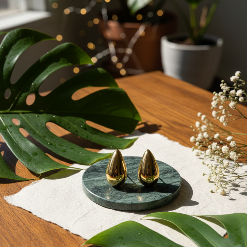 Golden Modern Style Earring