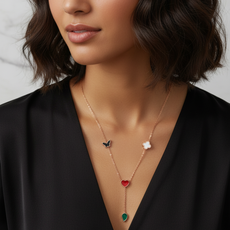 Heart Leaf & Butterfly Chain Anti Tarnish