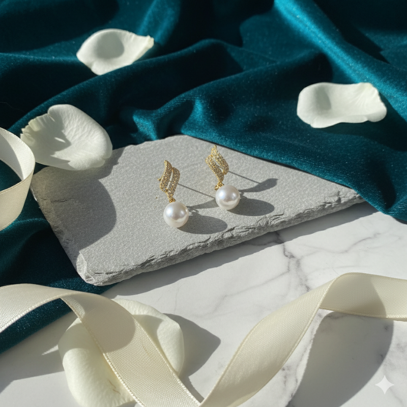 AD Pearl with Small Stone Designed Earring