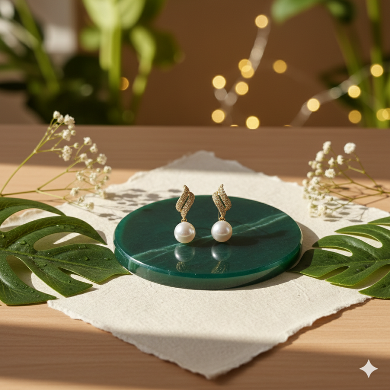 AD Pearl with Small Stone Designed Earring