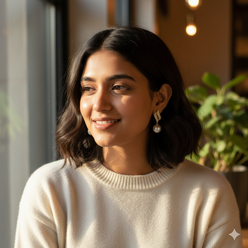 AD Pearl with Small Stone Designed Earring