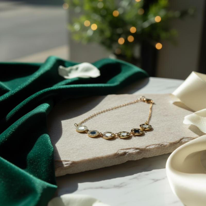 Black & White with a Golden Touch Chain Bracelet