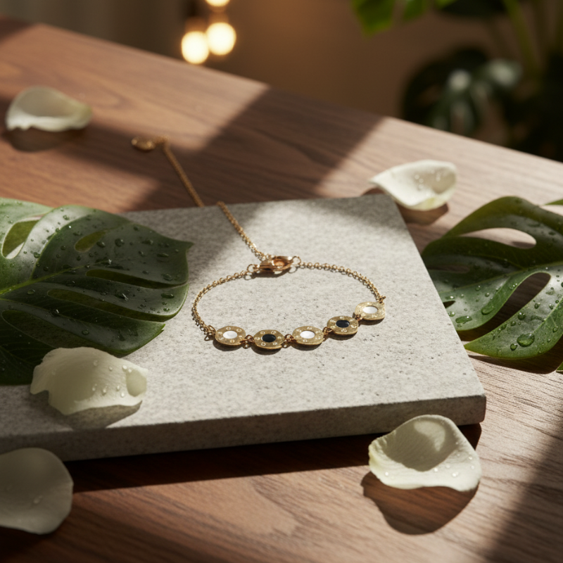 Black & White with a Golden Touch Chain Bracelet