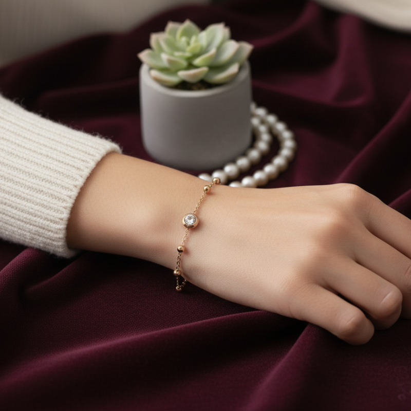 Elegant Stoned Chain Bracelet Anti Tarnished