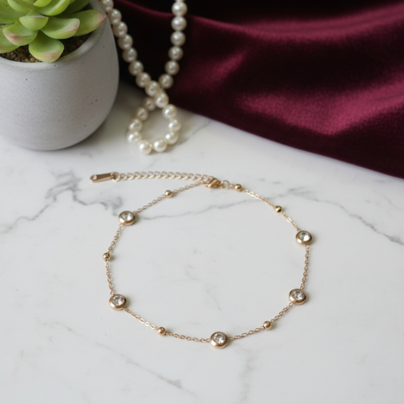 Elegant Stoned Chain Bracelet Anti Tarnished