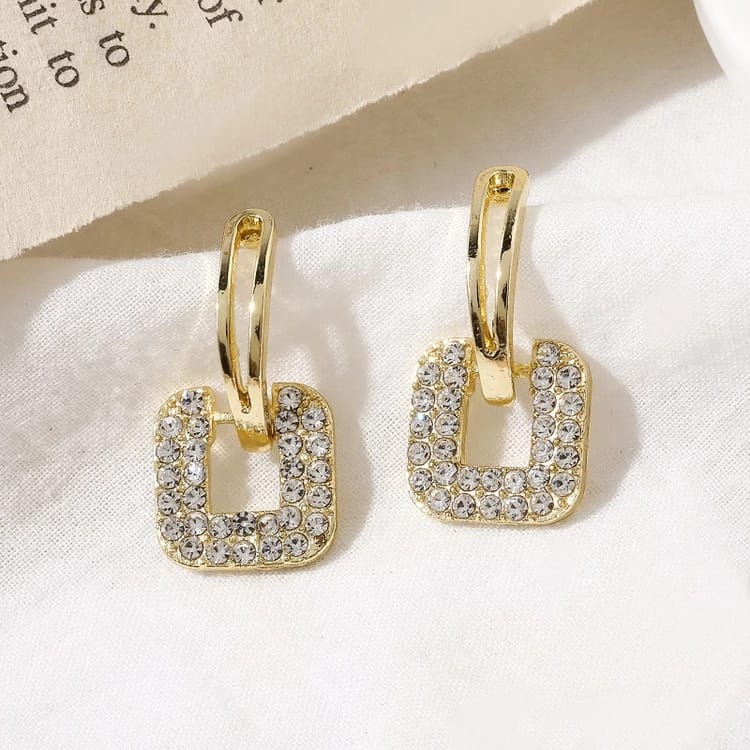 Stone Square Drop Studs