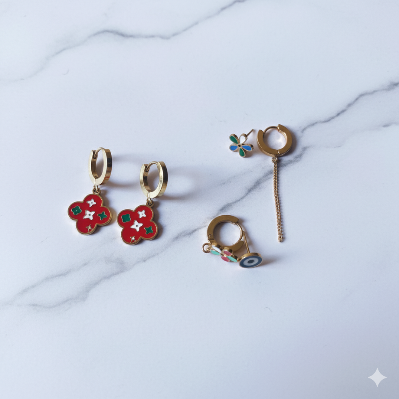 Pack Of #3 Earring Anti-Tarnish With 3 Different Combo