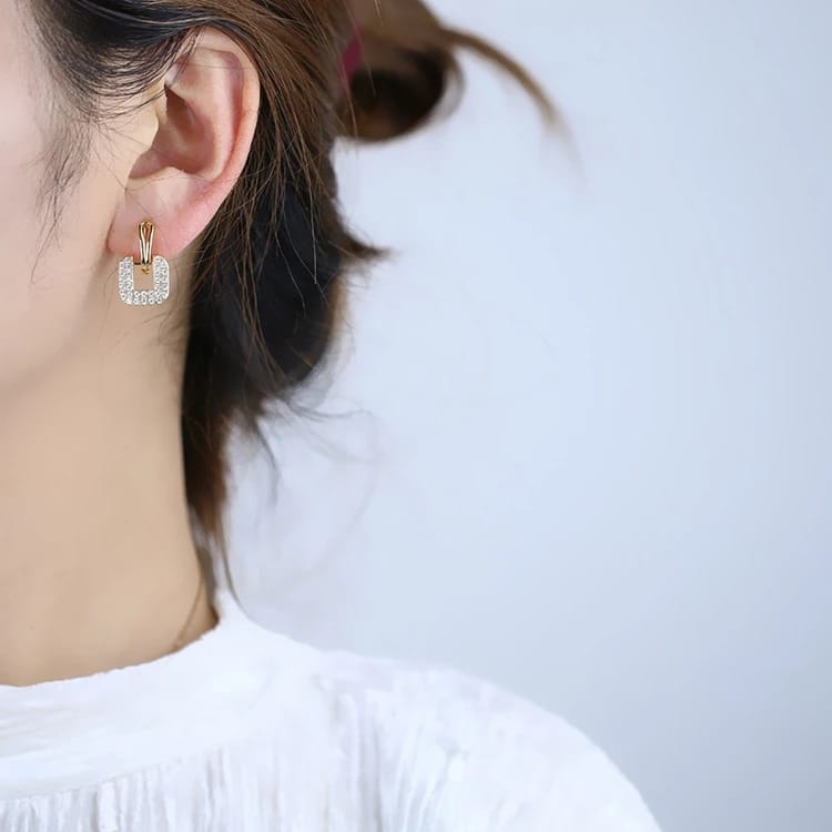 Stone Square Drop Studs