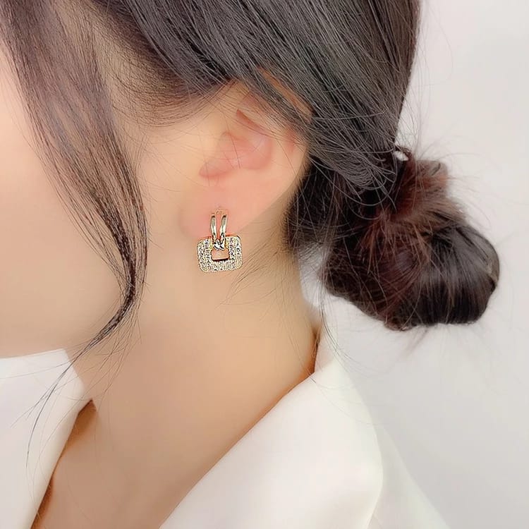 Stone Square Drop Studs