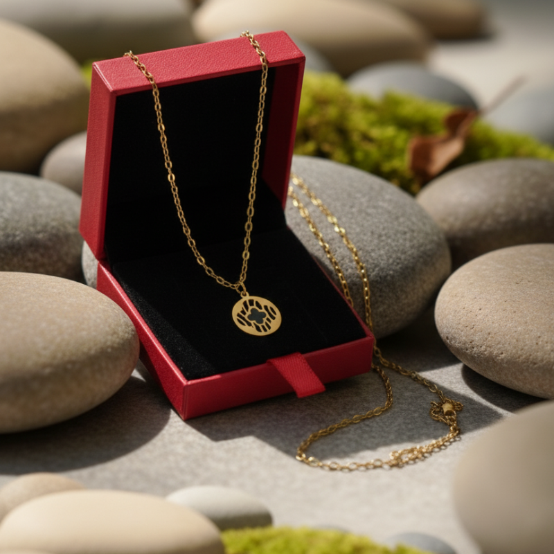 Heart In Circle Gold Pendants Anti Tarnish Stainless Steel