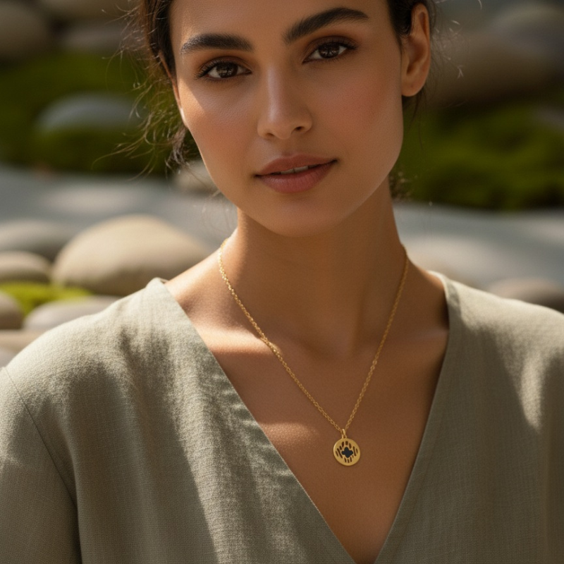 Heart In Circle Gold Pendants Anti Tarnish Stainless Steel