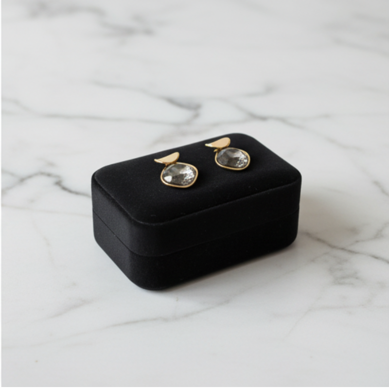 Premium Black Stoned Earring AD Jewellery