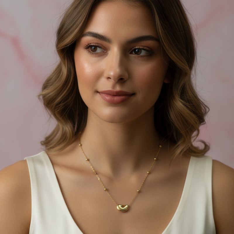 Curve Shape Heart Pendants Gold Plated