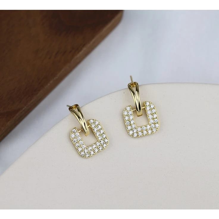 Stone Square Drop Studs