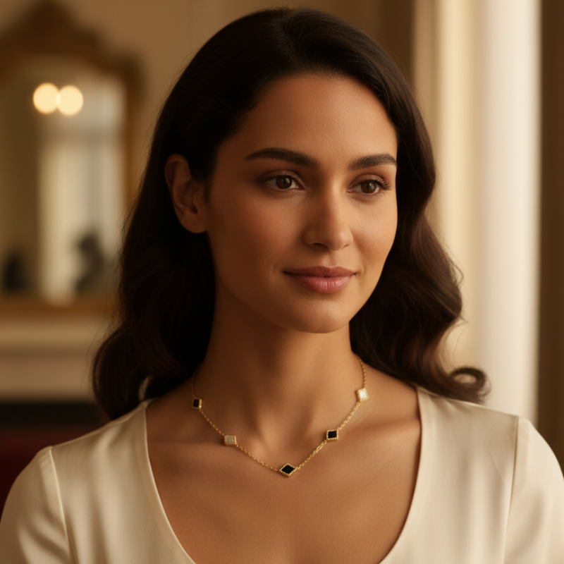 Diamond or Rhombus Shapes Stone Necklace