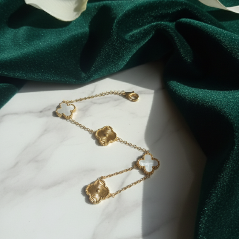 18k Gold Plated On Stainless Steel Sounded Shell Chain Bracelet