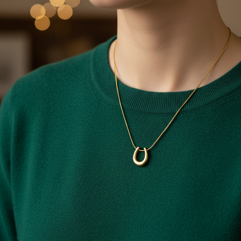 U-Shaped Gold Anti Tarnish Pendants