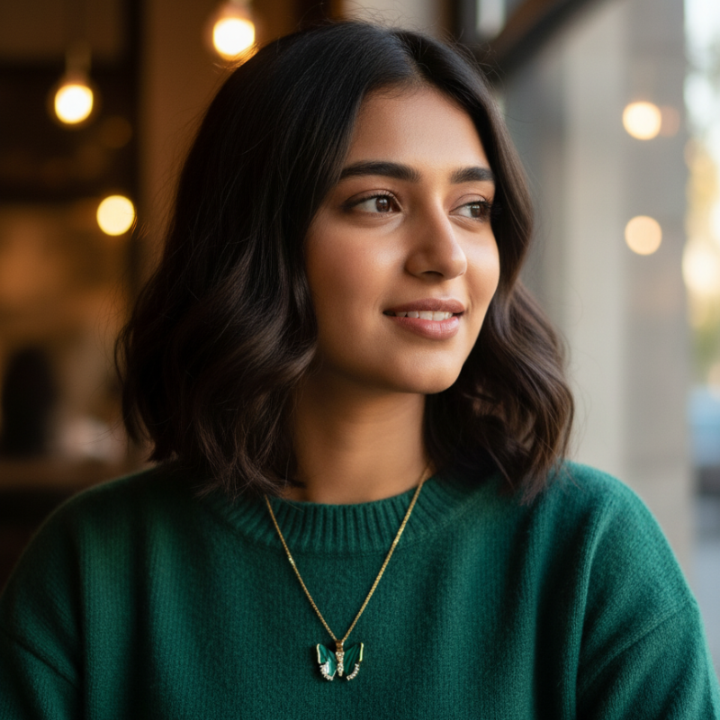 Butterfly With Stone Pendants Anti Tarnished