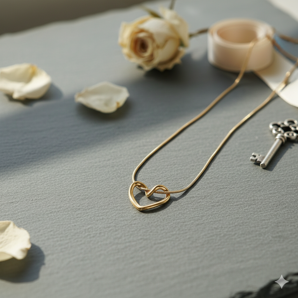 Cross Chain Heart Gold Anti Tarnish Pendants