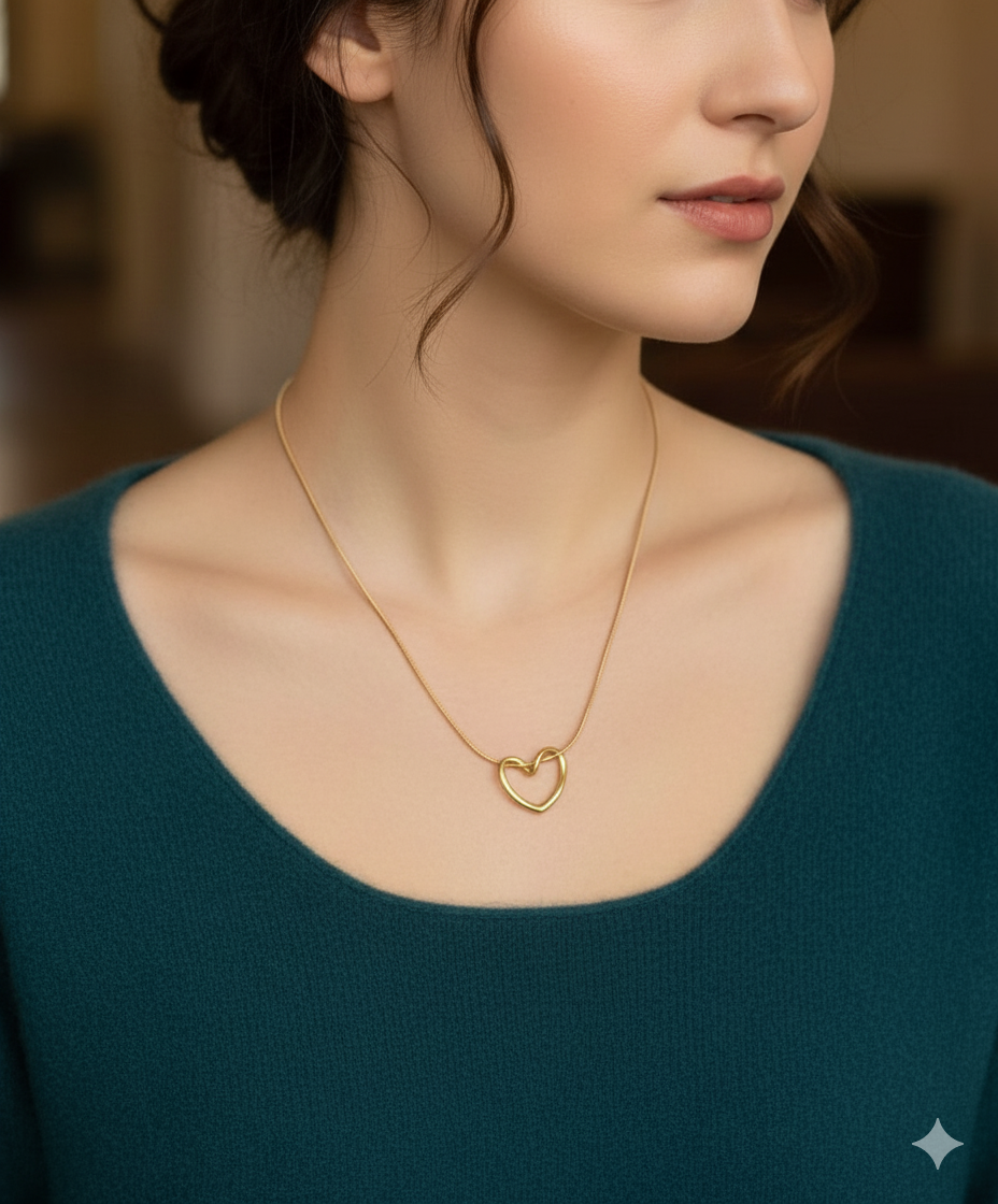 Cross Chain Heart Gold Anti Tarnish Pendants