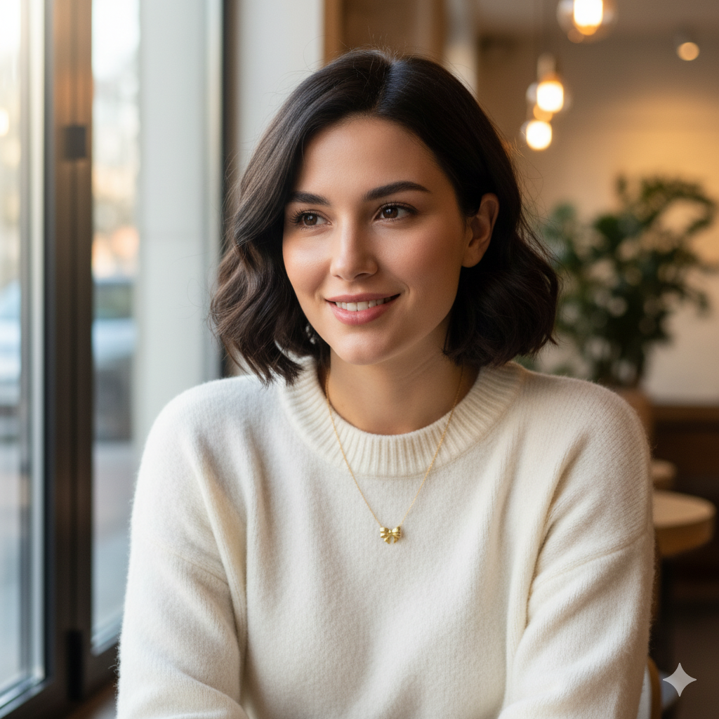 Cute Bow Gold Plated Pendant Necklace