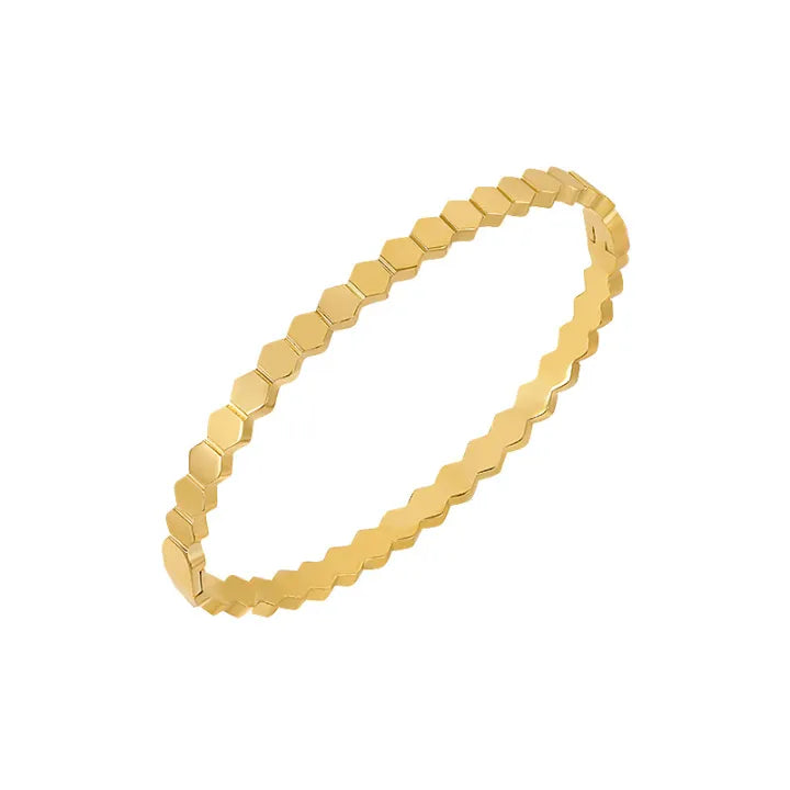 Stainless Steel 18k Gold Plated Bracelet, Hexagon Bangle.
