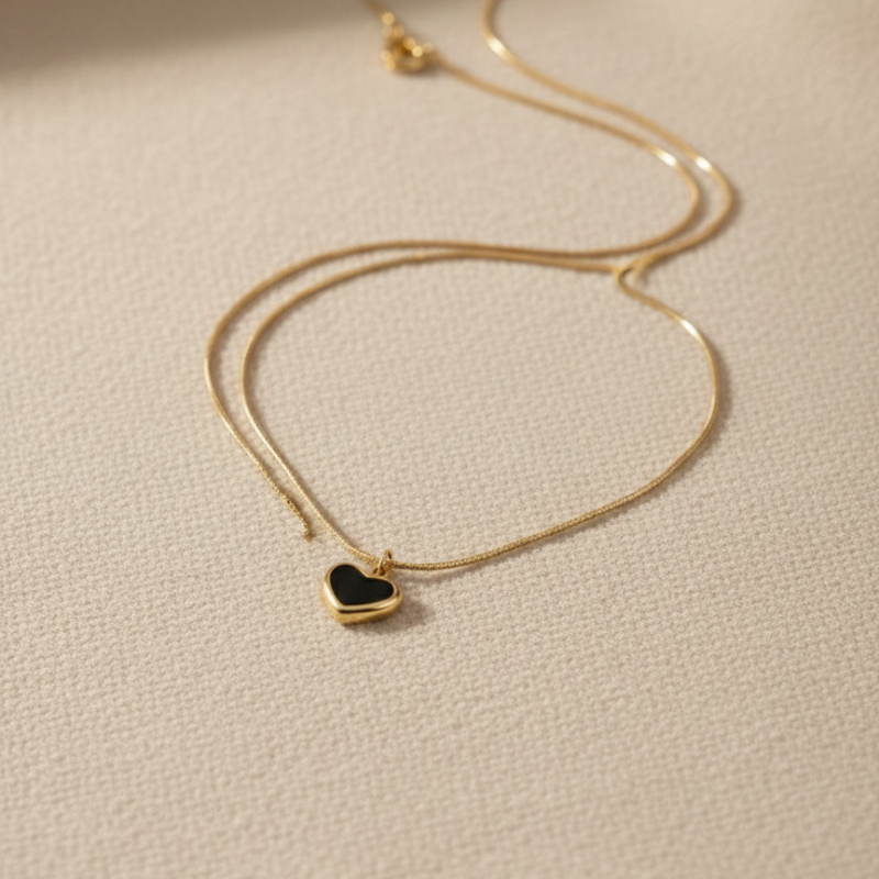 Black Heart Gold Pendants Anti-Tarnish
