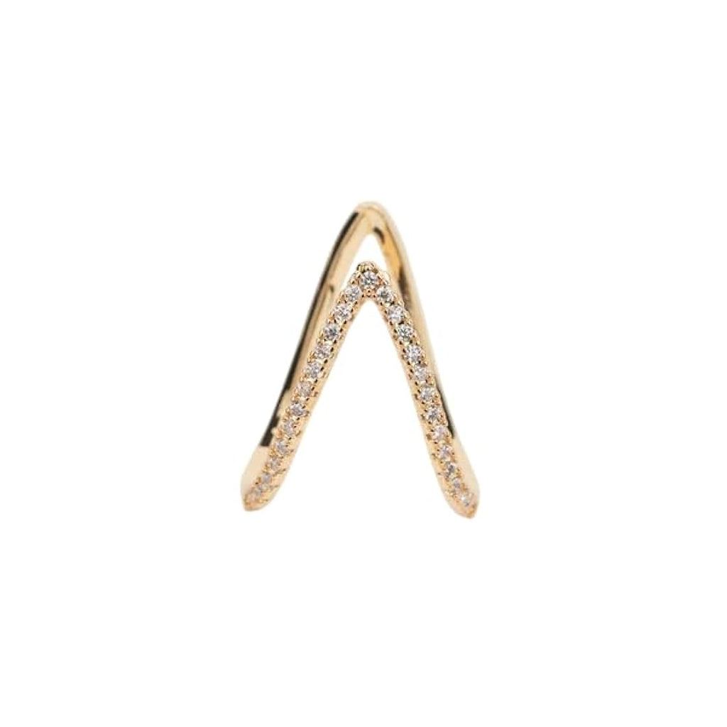 V Shape Gold with Stones Dual Side Adjustable Ring