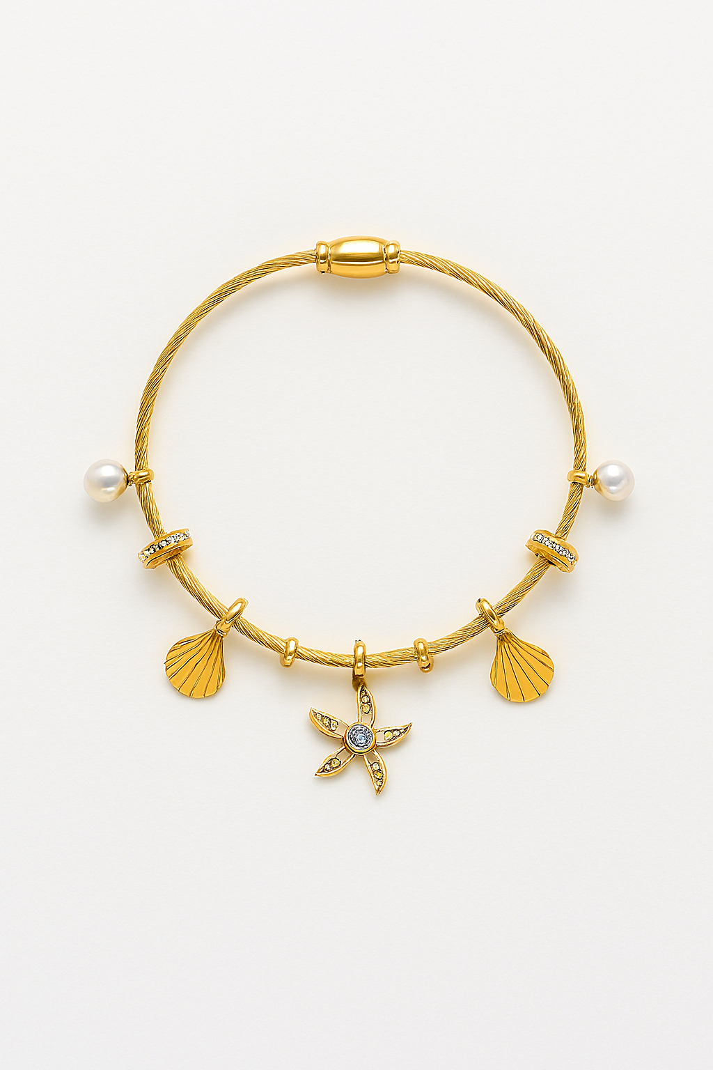 Star Evil Eye Stainless Steel Protect Your Energy Gold Plated Bangle