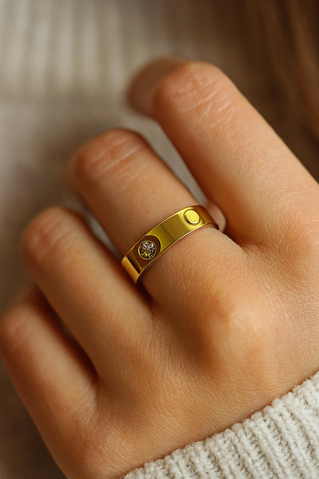 Rose Gold, Silver & Golden with Stone Ring Pack of 3