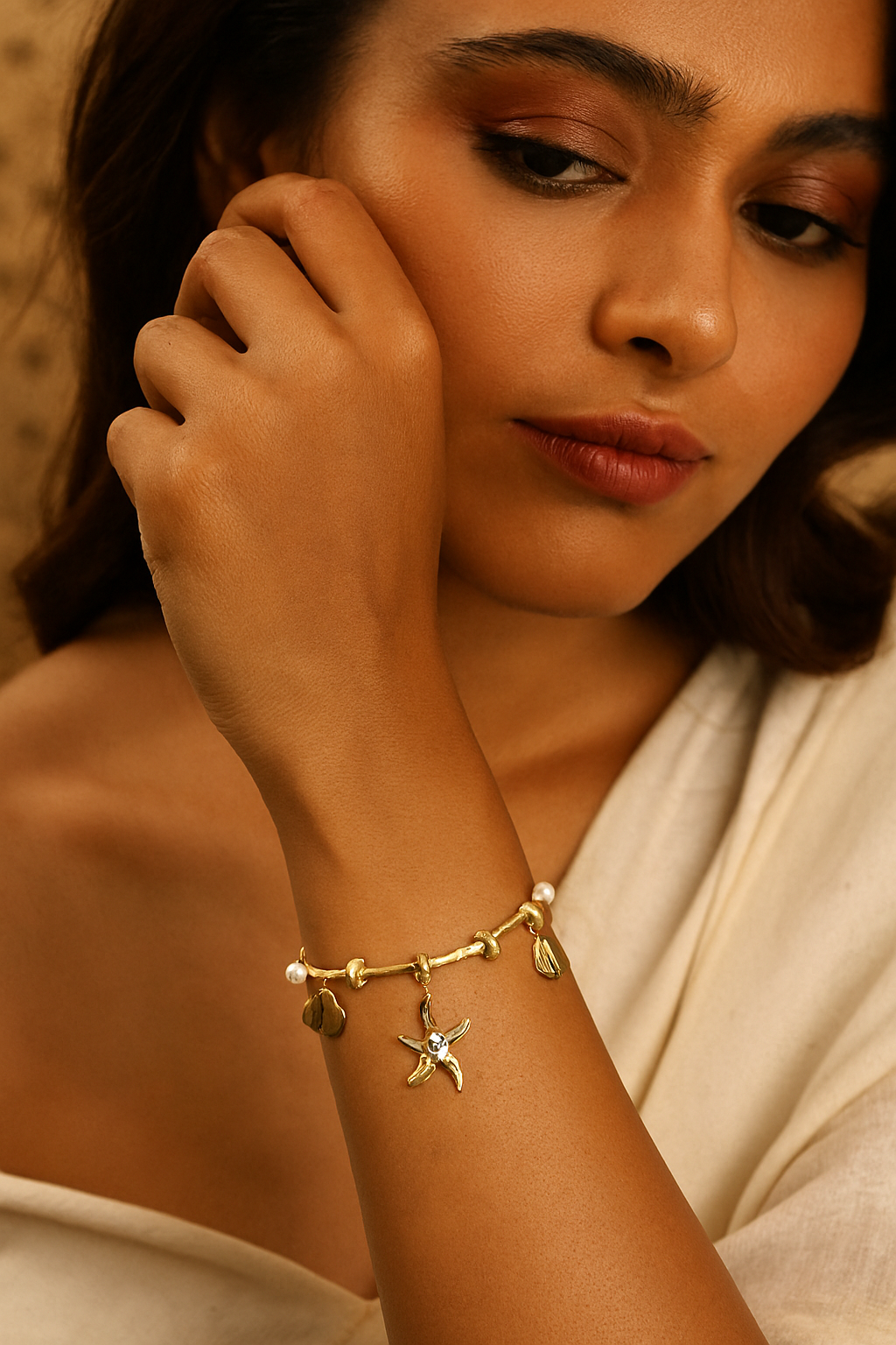 Star Evil Eye Stainless Steel Protect Your Energy Gold Plated Bangle