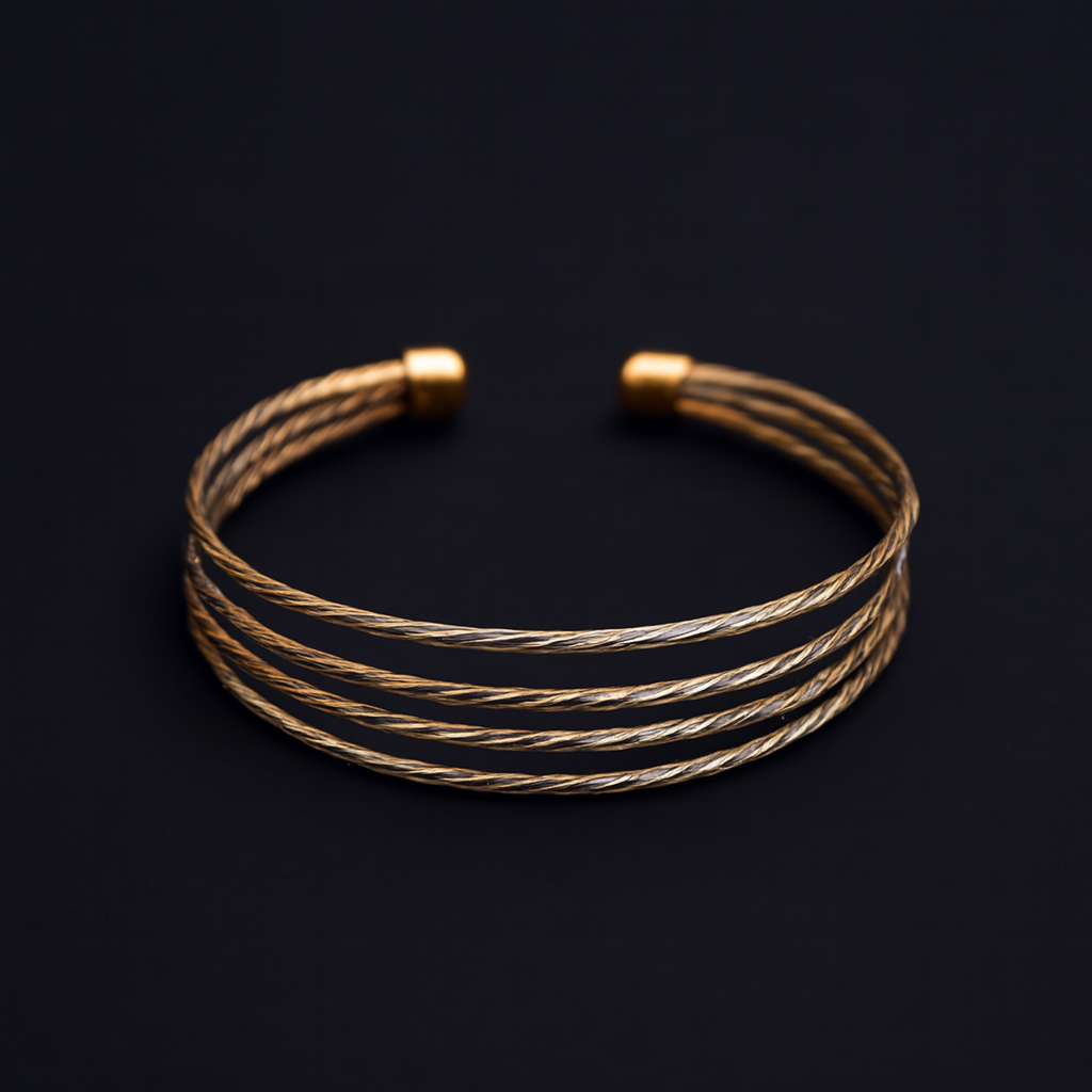 Gold Plated Bangle with Silver Touch